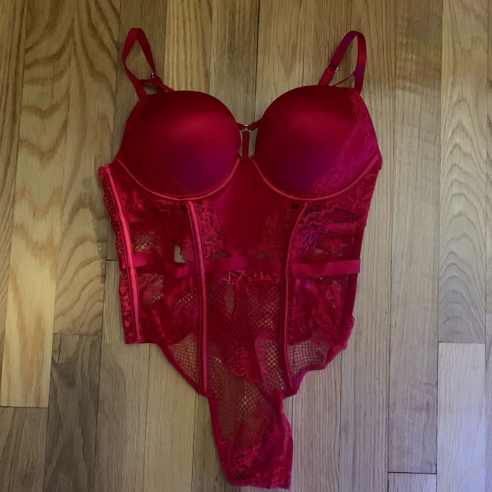 Elegant Red Lace Bodysuit